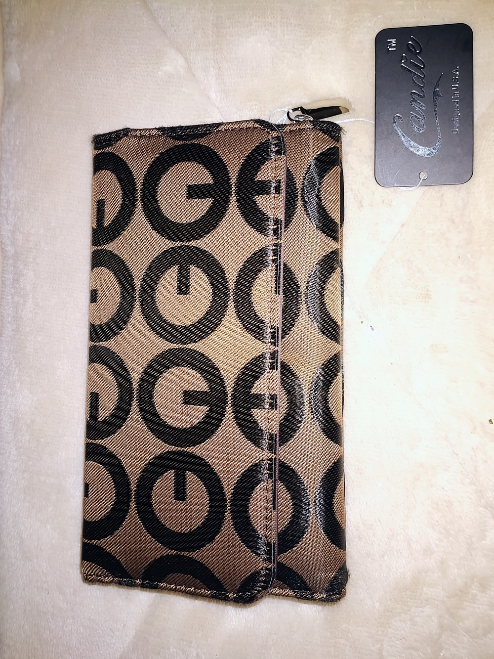 Candie's Beige & Black Monogram Wallet